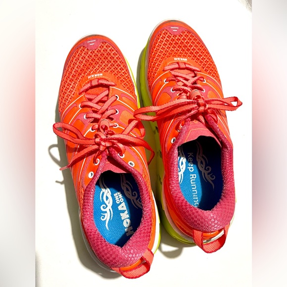 Hoka one conquest 2 bright neon coral orange running shoes sneakers women’s 9.5 - Picture 8 of 13